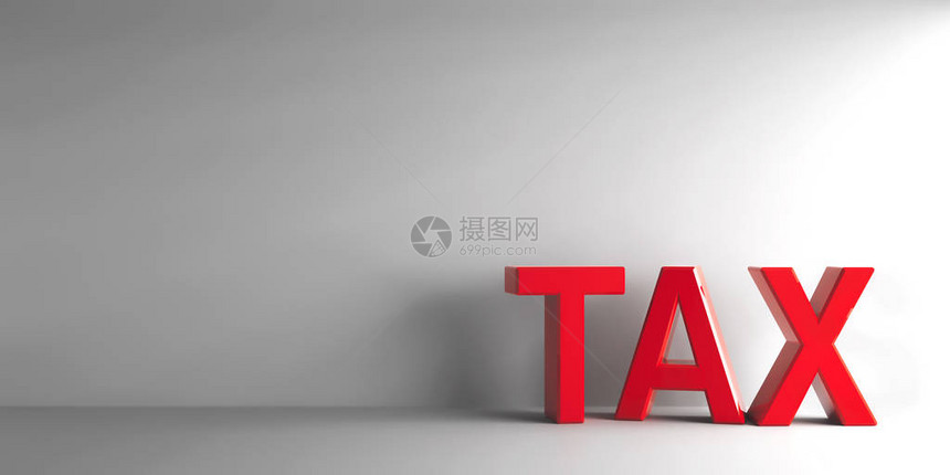 灰色背景的红色字词TAX三维拼图图片