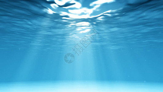 影视小说素材蓝色海洋背景的光度水下抽象插画