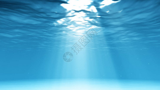影视小说素材蓝色海洋背景的光度水下抽象插画
