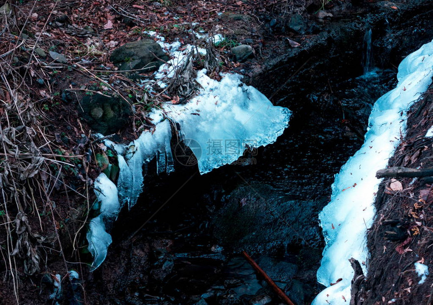 冻溪的抽象特写图片