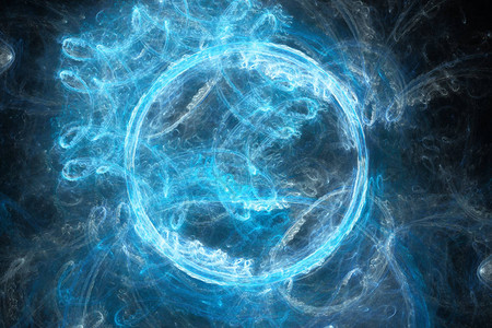 空间中的蓝光环火焰计算机生成的抽象背图片