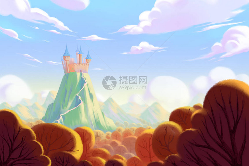 山顶城堡视频游戏数码CG艺术作品概念说明现实的卡通风格图片