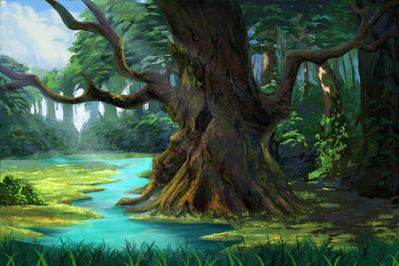 古树滇红Riverside的森林中的古树视频数码CG艺术作品概念说明现实化设计图片