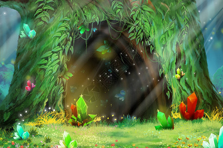 神秘树洞视频游戏数码CG艺术作品概念说明现实化卡图片