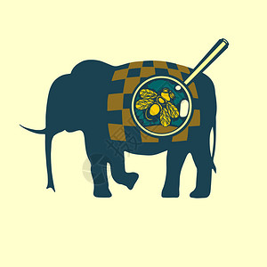 在大象上飞翔简单可爱的插图用来背景图片