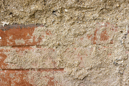 空的旧砖墙纹理彩绘仿旧墙面又脏臭的宽砖墙垃圾摇滚红石墙背景破旧的建筑立面与损坏的石膏抽象网页横背景图片