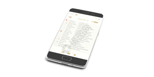 智能手机平板电脑屏幕孤立的白色背景上的电子邮件列表图片
