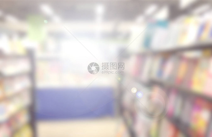 书店架籍的模糊抽象背景Blurry查看图书图片