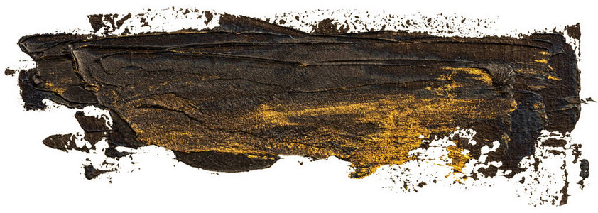 黑色带金色斑点油质感手绘污渍刷笔划隔离在图片