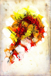 抽象花卉油画艺术插图图片