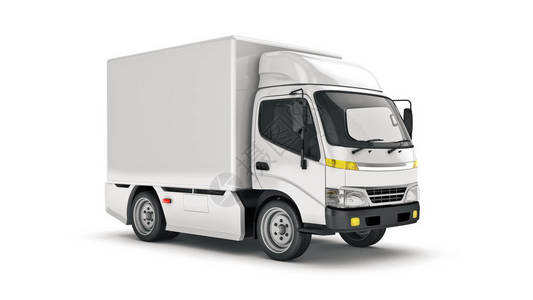 白色送货卡车3d渲染背景图片