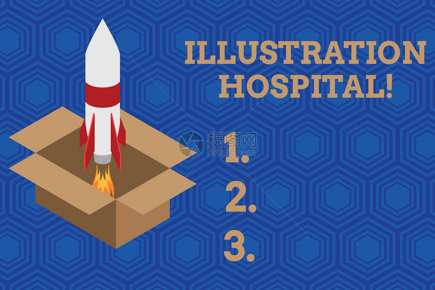 手写文本插图医院概念照片独特的医疗机构应用艺术和实践火发射火箭纸箱启动项图片