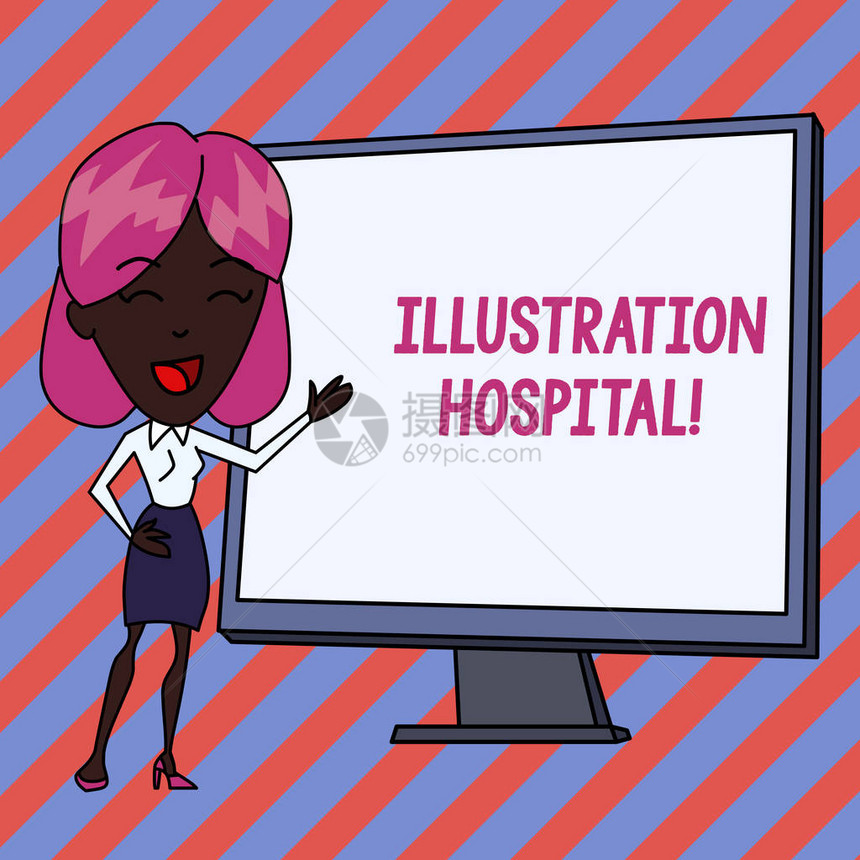 概念手写显示插图医院概念意义独特的医疗机构应用艺术与实践白人女在站立指图片