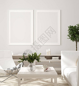 以白沙发木桌和工厂斯堪的纳维亚风格3图片