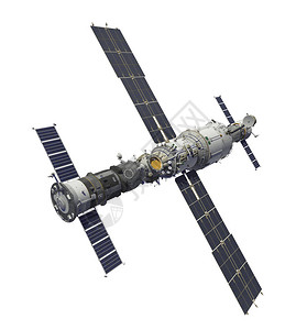 白色背景上孤立的航天器和空间站图片