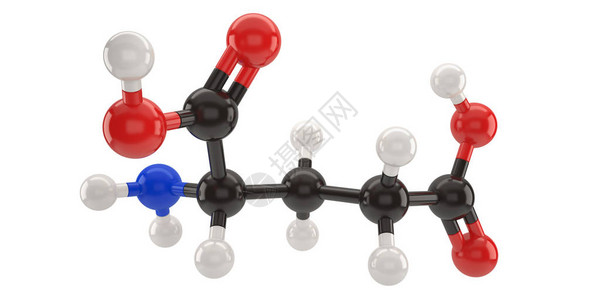 谷氨酸带有剪切路径的显微酸分子结构插画