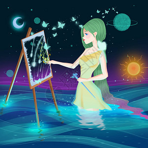 女神艺术家少女角色设计概念艺术逼真的卡通插图视频游戏数字CG艺术品图片