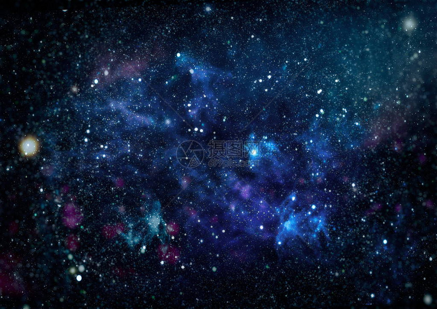 蓝色深夜天空与许多恒星相伴空间背图片