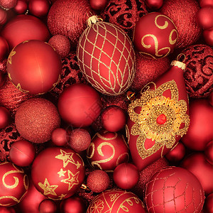 圣诞天猫季红色和金色的圣诞树上可腐烂的装饰品构成抽象背景喜庆季插画