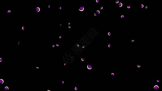 抽象的紫色小恒星和白昼在黑色背景下坠落并旋转图片