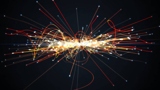 正电子强子对撞机中的粒子碰撞天体物理学概念插画
