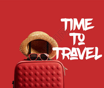 红色彩旅行包背景图片