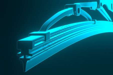 扰流板3D渲染蓝色背景上的挡风玻璃雨刷片汽车雨刮片备件汽车零部件设计图片