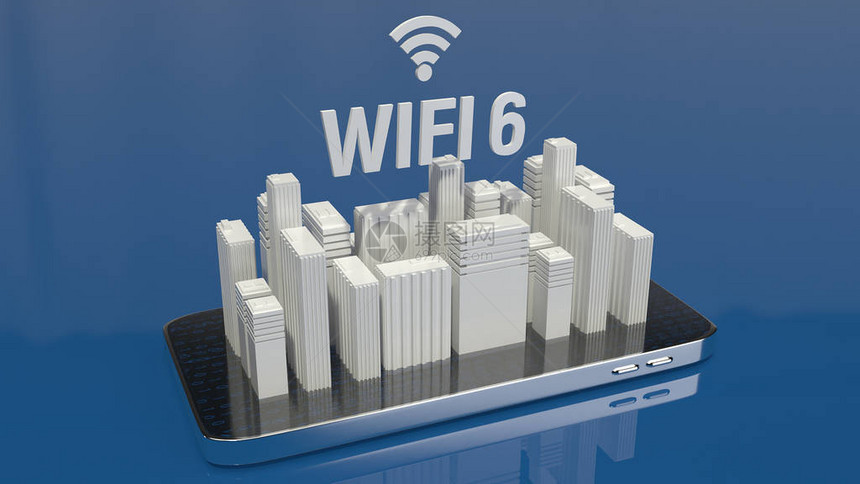 3D为Wifi6概念在移动电话图片
