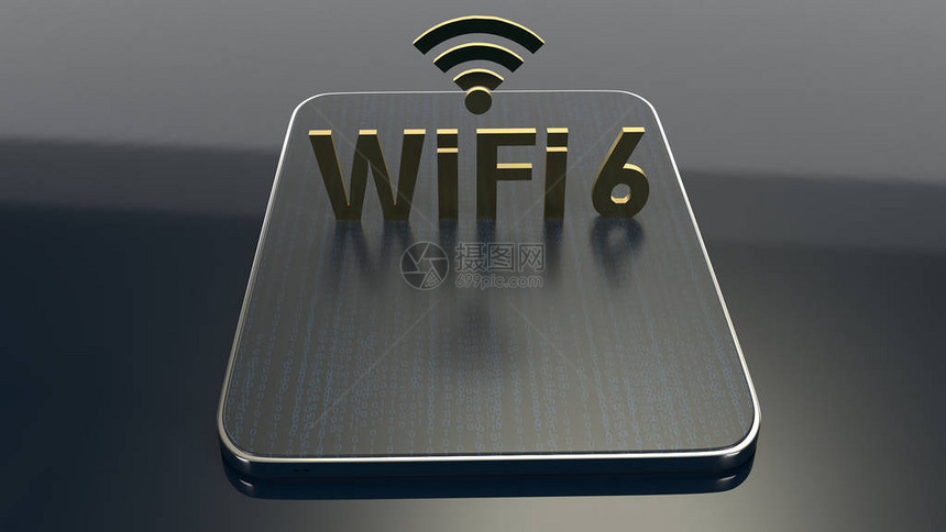 用于wifi6概念的平板电脑上的3D渲染构建图片