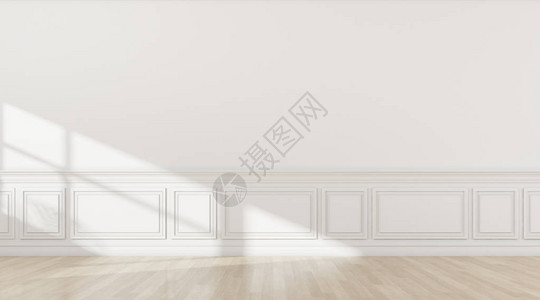 白色空房和木板地的3D刺激图片