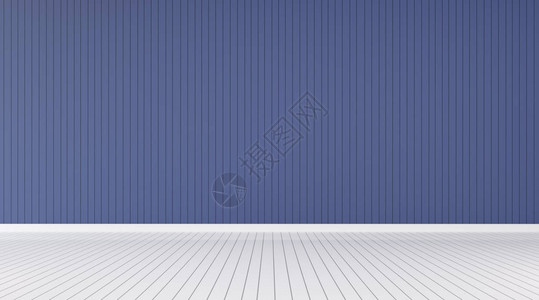 蓝色空房间的壁板白层地板图片