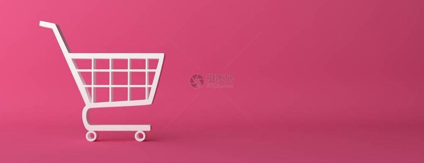 E商店电子商业概念粉红曲线背景横幅复制空间上的购物图片