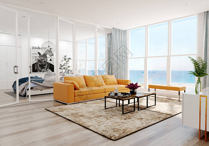 慢门海景现代海景客厅室内3d设计图片