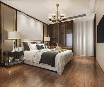 3d在酒店提供豪华现代卧室套房和衣柜图片