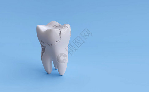 卡里在蓝色背景和剪切路径上隔离的断裂牙齿3设计图片