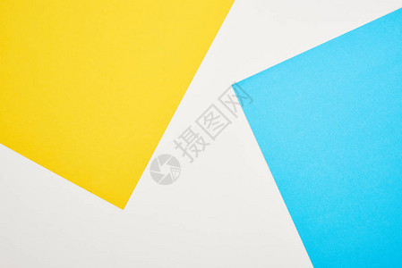 蓝色黄色和白色几何背背景图片