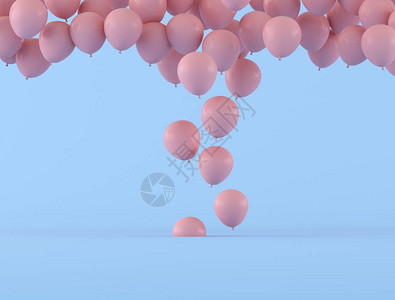 粉红色的气球从地板上飘出来图片