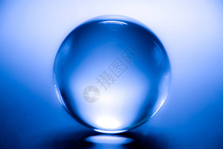 千里眼蓝色的玻璃球抽象蓝色的水插画