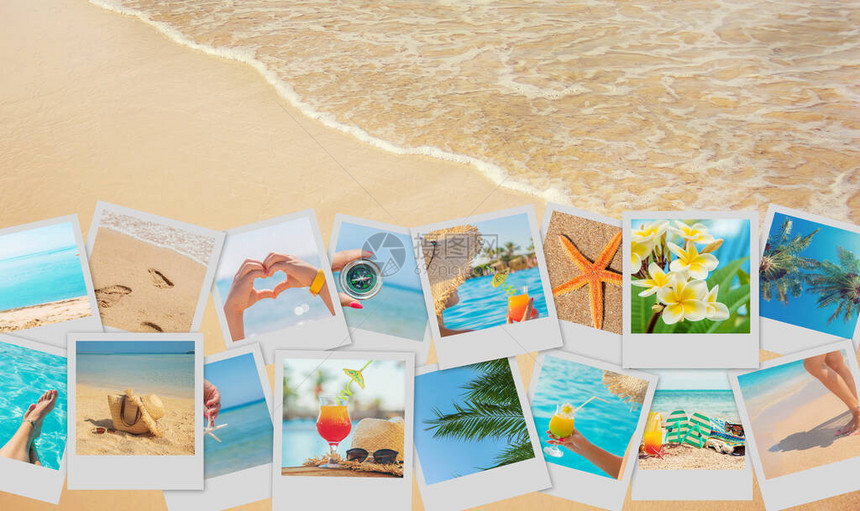 旅行概念拼贴旅行概念海上休假选图片