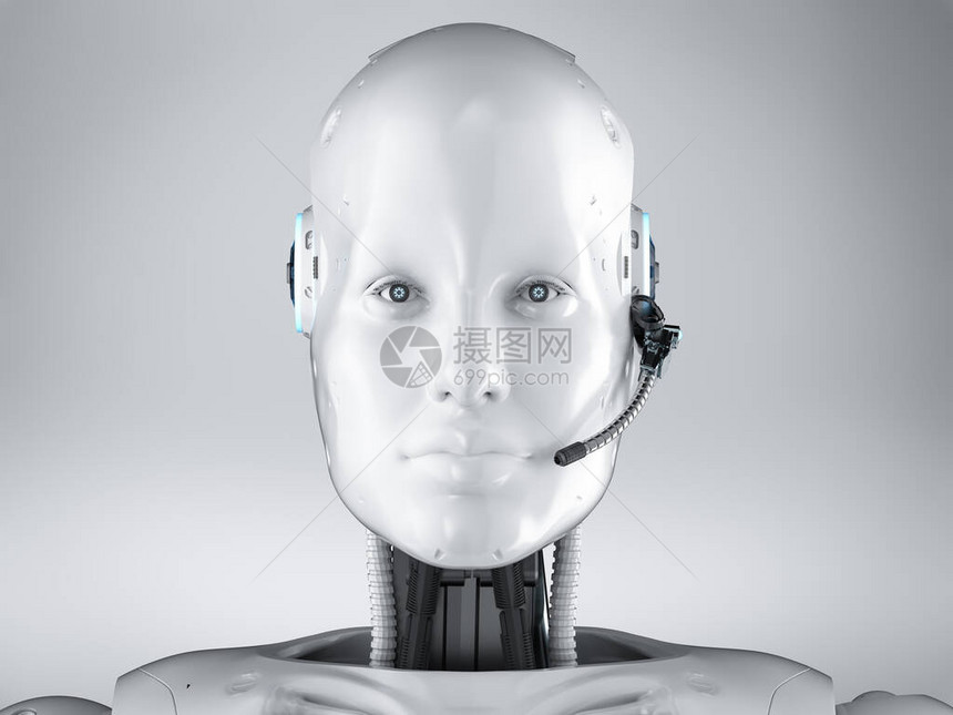 聊天机器人概念与3d渲染类人图片