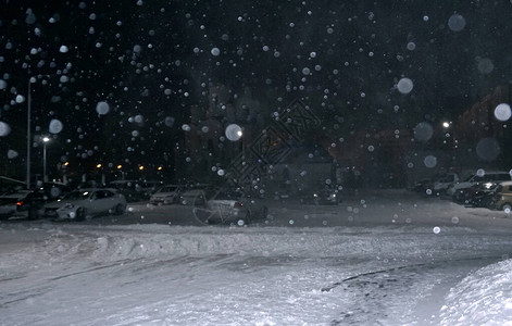 大雪冬时夜散焦抽象城市散图片