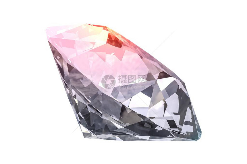 白色背景的美丽的钻石珠宝3D图片