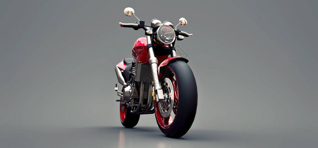 红色城市运动两座位双轮摩托车灰色背景的背景图片