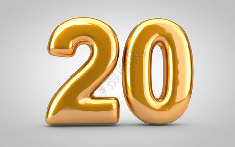 属气球20号孤立在白色背景上3D渲染插图最适合周年纪念生日图片