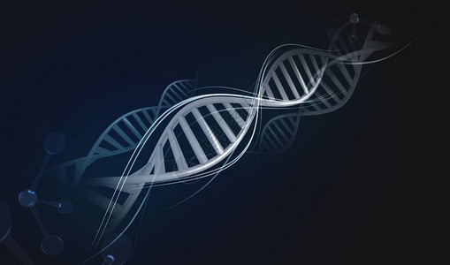 许多流动的DNA链条在深蓝色背图片
