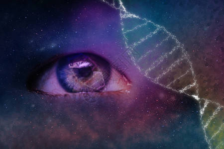 格罗德内约赫超近光谱眼概念在寻找DNA分子无穷空间反格罗德中的星云插画