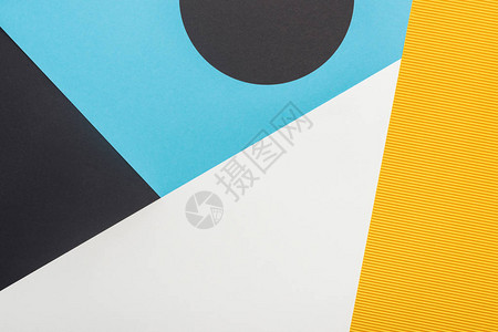 黑色黄色蓝色和白色抽象几何背背景图片