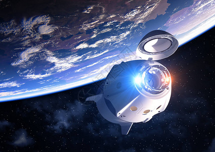 伊隆麝香3D说明带有开放道克号的商用航天器设计图片