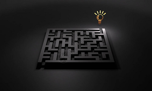 解决方案正在迷宫的出口处等待解决问题的概念深色背景图片