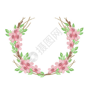 淡粉色的樱花环背景图片